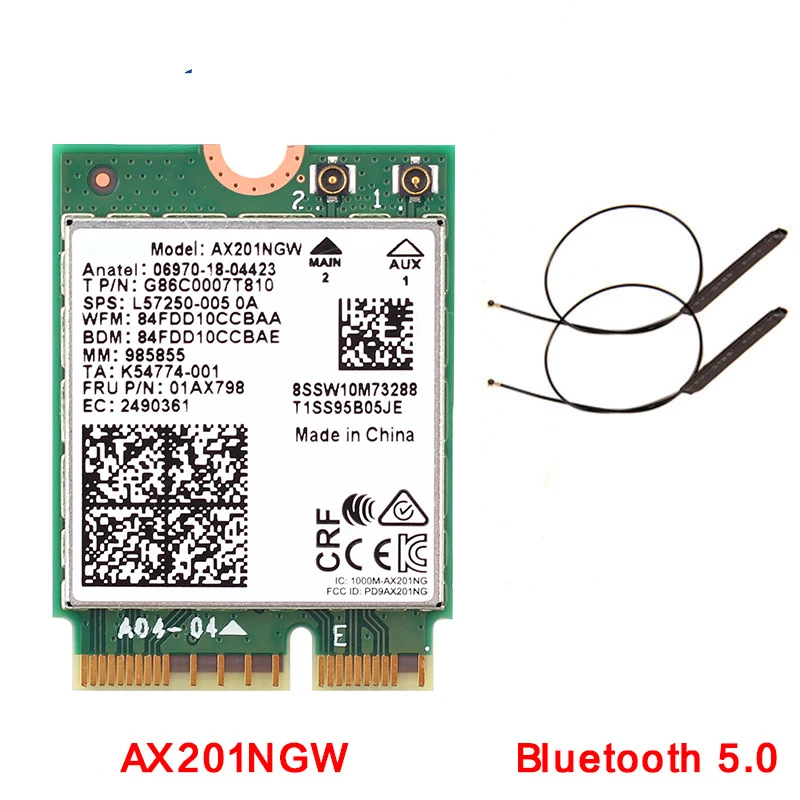 Двухдиапазонный беспроводной адаптер WLAN Wi-Fi 2400 Мбит/с для Intel AX201 NGFF AX201NGW 6 M.2 Key E