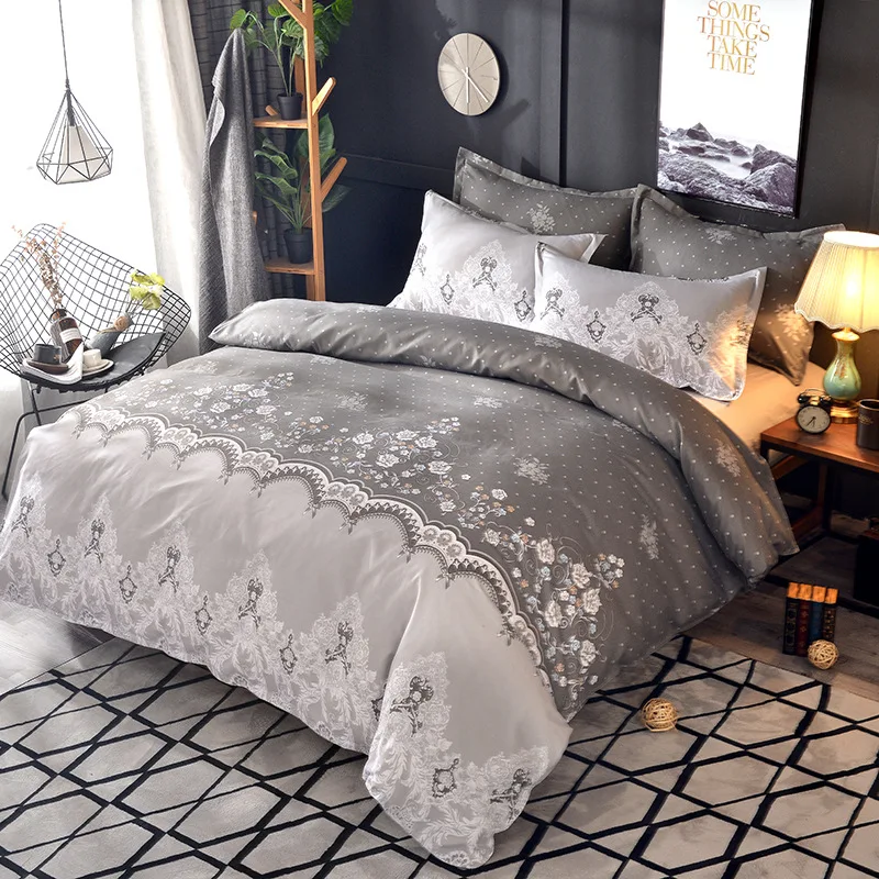 Цветок вышитые одеяла постельные принадлежности набор королева король пододеяльник набор кровать набор DA01