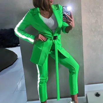

Reflective strip women two piese set suit autumn streetwear tracksuit matching sets 2019
