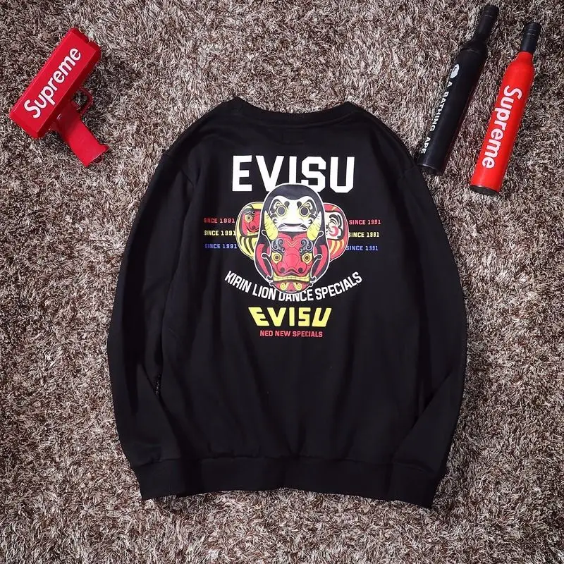 Evisu осенне-зимний мужской свитер с круглым вырезом, теплый дышащий Модный хлопковый свитер с принтом и длинными рукавами для мужчин и женщин, одежда для влюбленных - Цвет: 5001