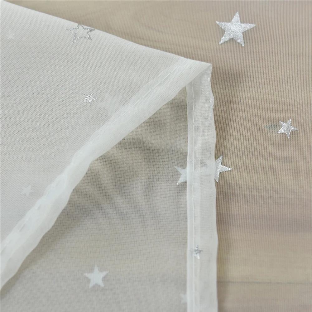 1Pc Fashion Shiny Star Pattern Transparent Tulle Voile Curtain Window Drape Living Room Home Decoration