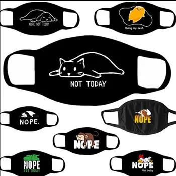 

1Pcs Animal&Text Cute Personalized Printed Face Masks 3-layer Black Cotton Washable Auti Dust FaceMasks
