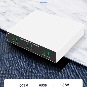 

Univeral 18W Quick Charge 3.0 6-Port USB Wall Charger QC3.0 USB Fast Charging Station for Mobile Phone Cellphone Tablet PC