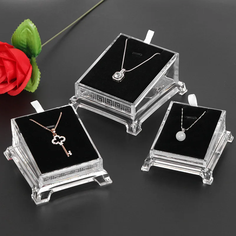 

Acrylic transparent necklace display shelf jewelry jade play pendant holder counter window display platform