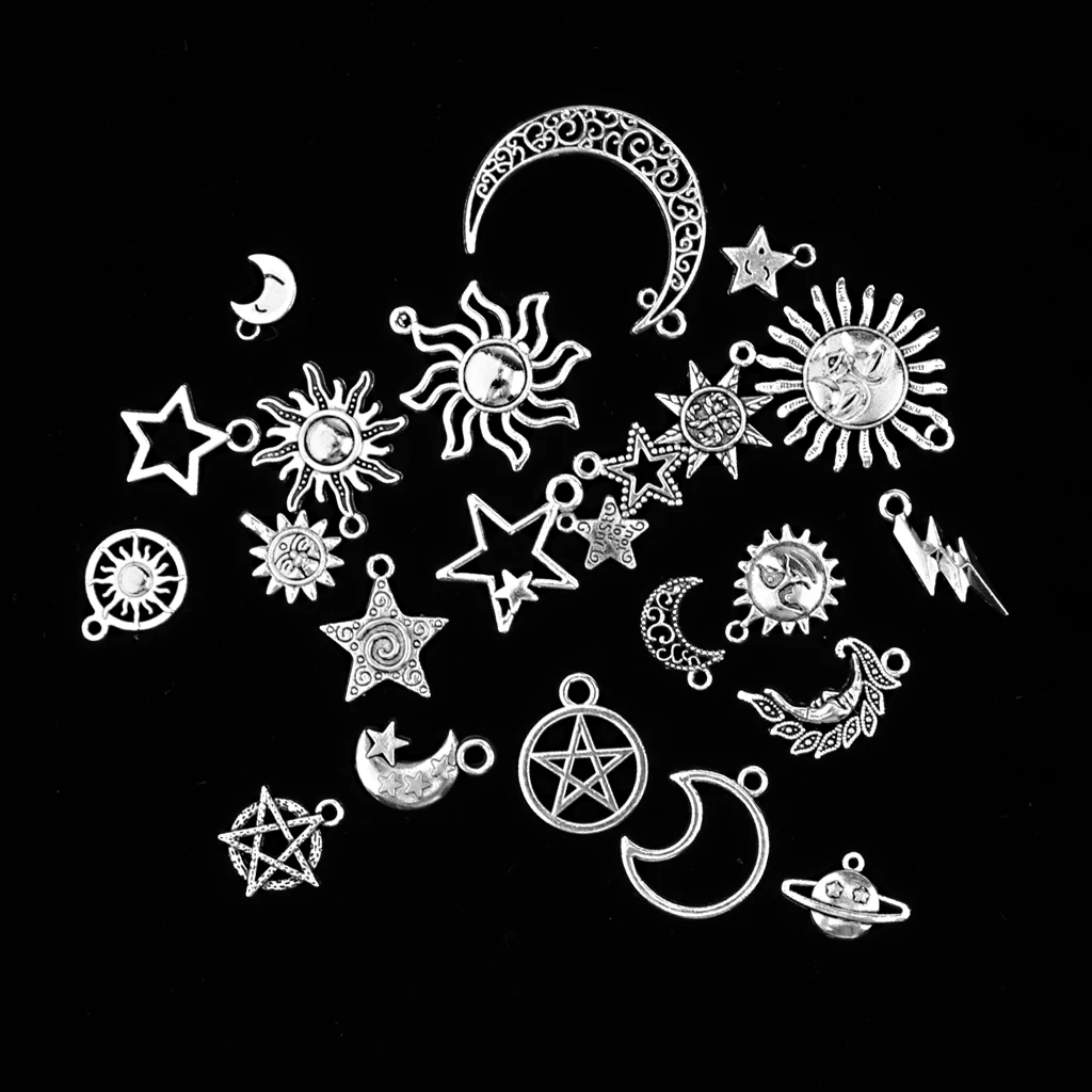 Pack of Moon Star Craft Supplies Collection Charms Pendant for Crafting, Jewelry Findings Making Accessories