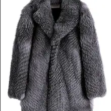 Новое поступление роскошное Мужское пальто из лисьего меха, Меховая зимняя меховая куртка из натуральной кожи, высококачественное мужское теплое зимнее пальто из серебристой лисы