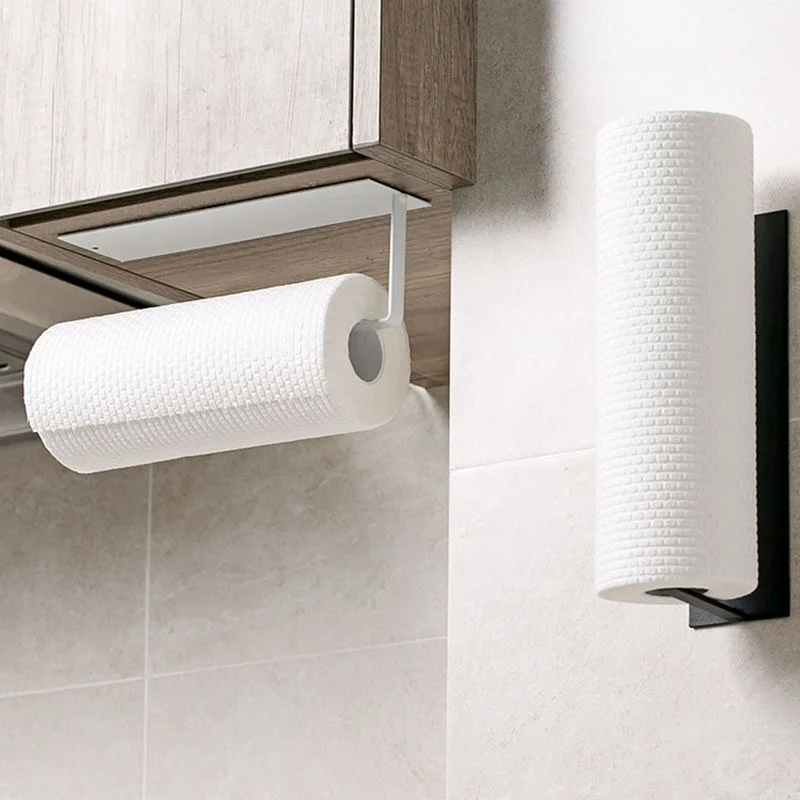 

Kitchen Self-adhesive Accessories Under Cabinet Paper Roll Rack Towel Holder Tissue Hanger Storage Rack for Bathroom Toilet