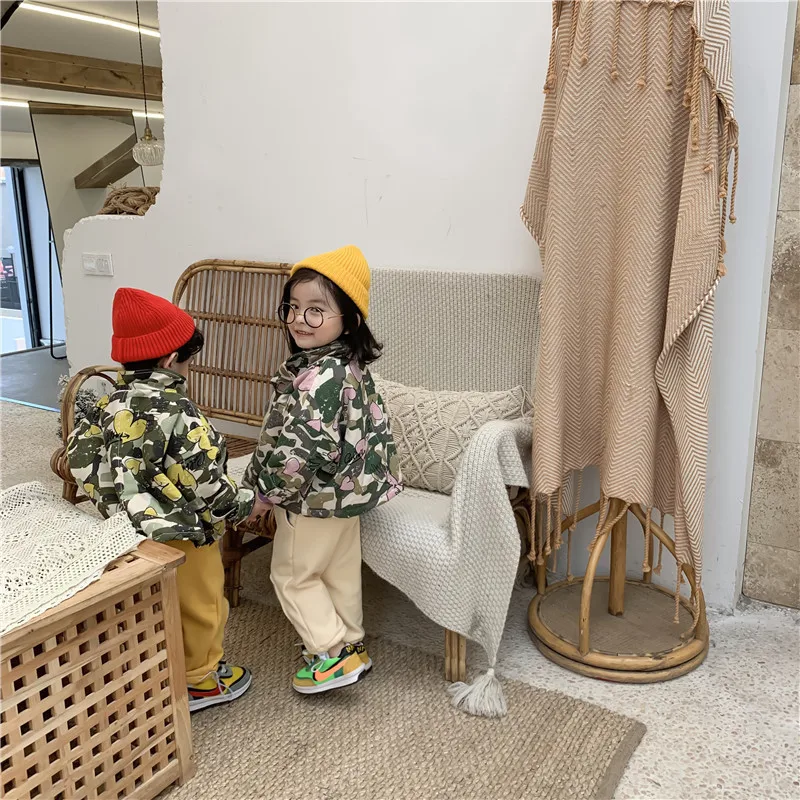 

2019 Autumn And Winter New Style Korean-style Men And Women Children Camouflage Padded Thick Short Jacket