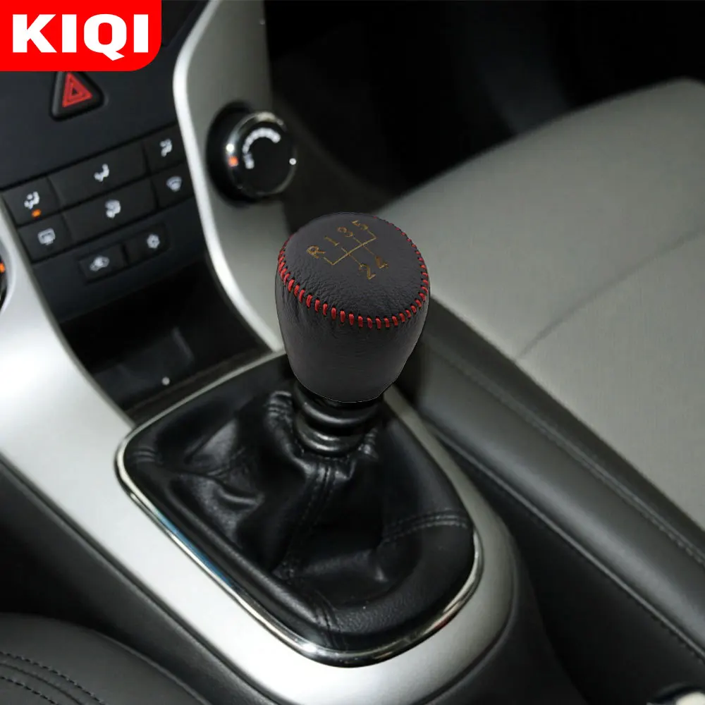 KIQI Leather 5 6 Speed Gear Head Shift Knob Cover Skin Handbrake Case for Chevrolet Cruze 2010 2011 2012 2013 2014 2015 MT GE | Автомобили