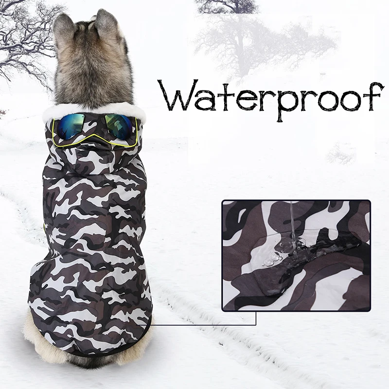 HOOPET Pet Dog Clothes Winter Warm Cotton Clothes for Big Dog Leisure Style Camouflage Color Winter Coat Large