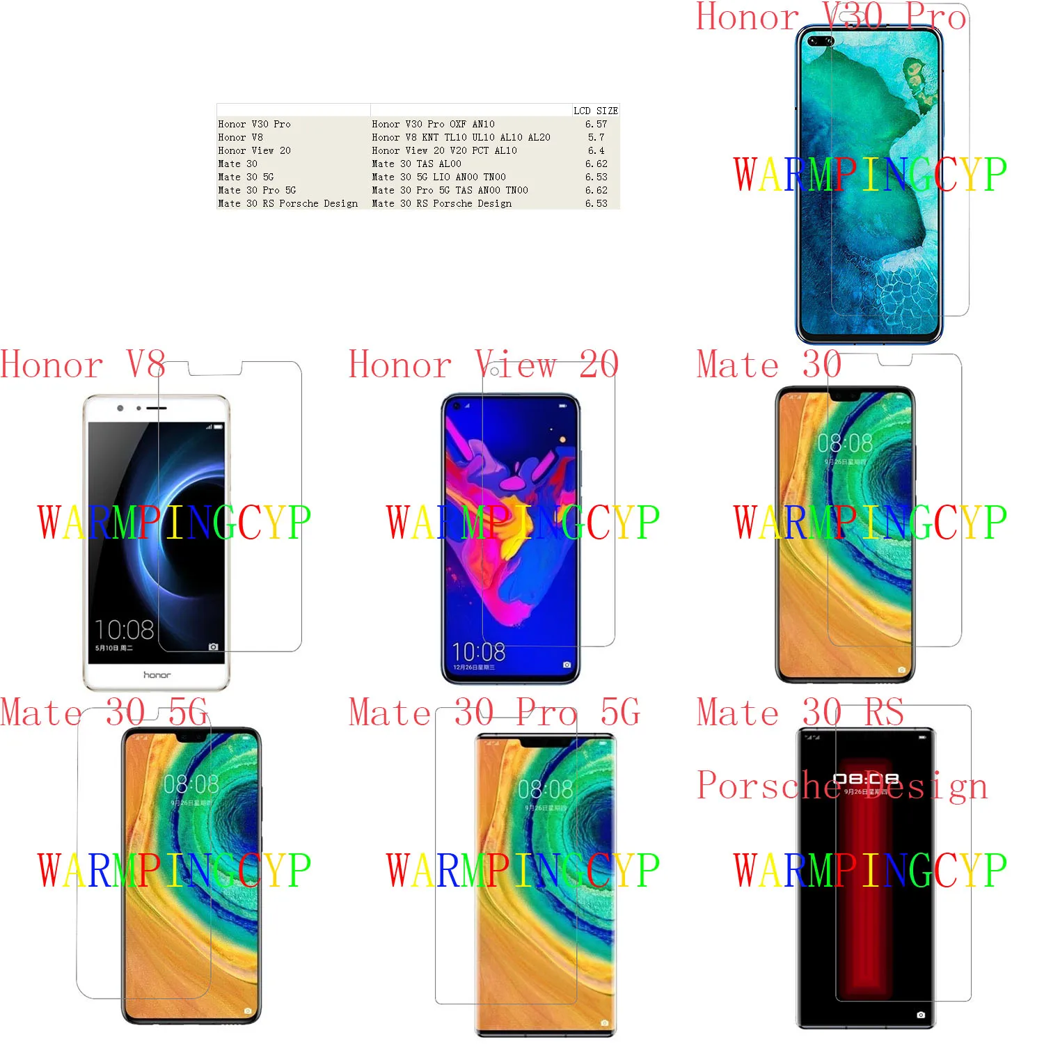 Защитная пленка для экрана HUAWEI Honor V30 Pro V8 View 20 Mate 5G RS Porsche Design OXF AN10 KNT TL10 UL10 AL10 AL20 V20 PCT
