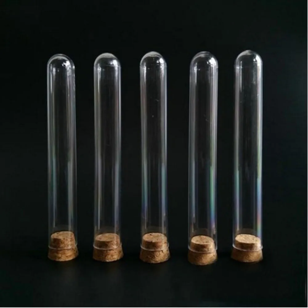 5Pcs/lot Transparent Glass Test Tube DIA 20/25/30mm Long 100/150/200/300mm Round BottomTest With Cork | Канцтовары для офиса и