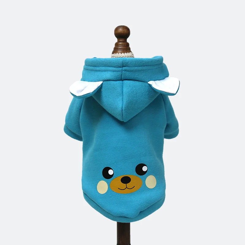 Одежда для собак с героями мультфильмов зимняя теплая куртка для собак куртка для маленьких собак чихуахуа французская одежда для бульдога для собак Толстовка Ropa Perro - Цвет: Синий