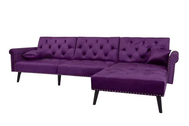 Purple L Style Chaise Lounge Sofa 4
