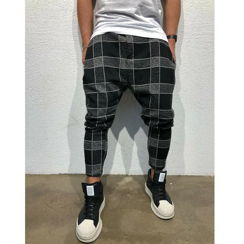 Черный Модные мужские брюки Slim Fit Urban прямые брюки повседневные брюки карандаш грузовик для бега брюки плюс размер M-3XL - Цвет: Черный