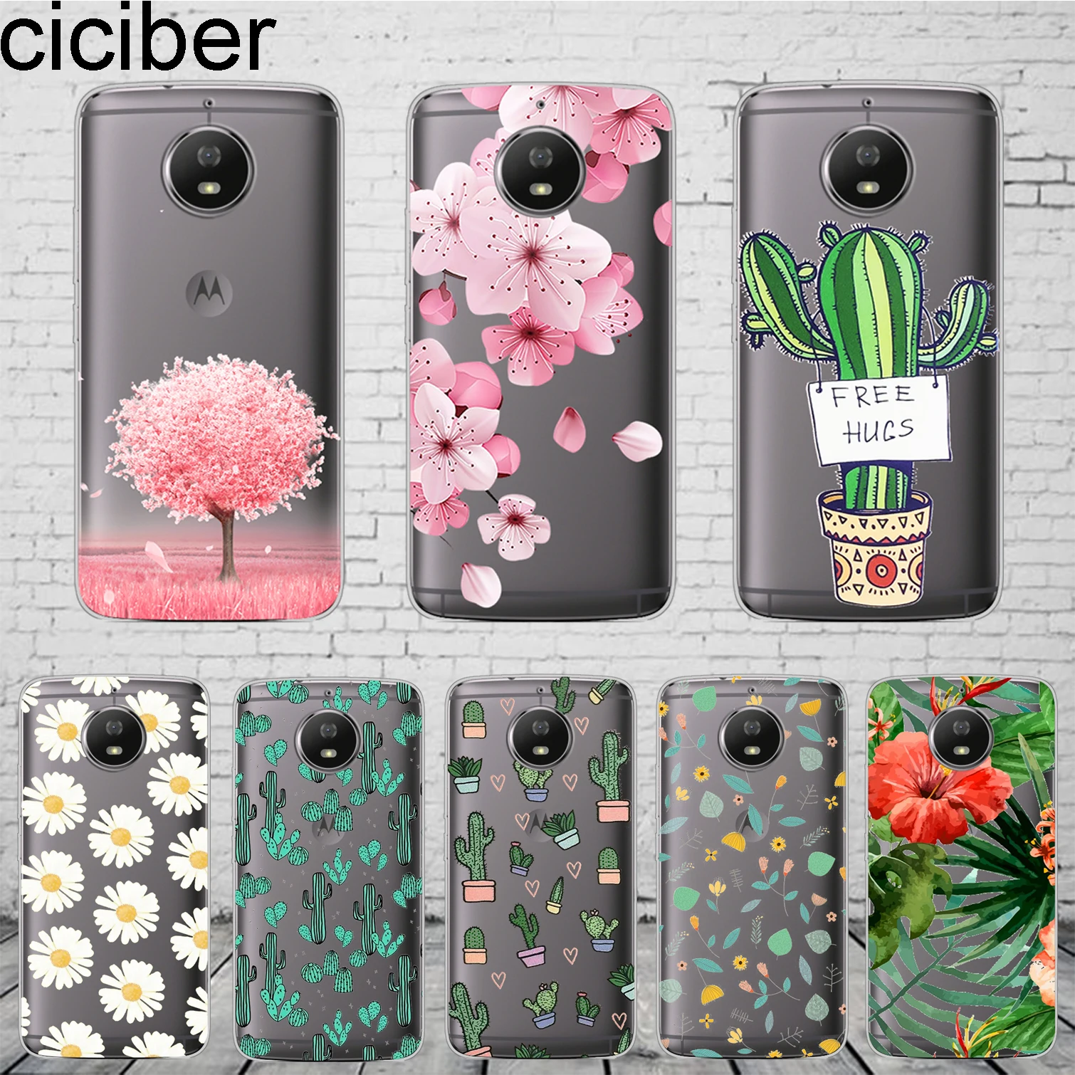 Чехол для телефона ciciber Plants Cactus силиконовый чехол Motorola Moto C Z2 Z3 ONE P30 G4 G5 G5S G6 E3 E4 E5 Play