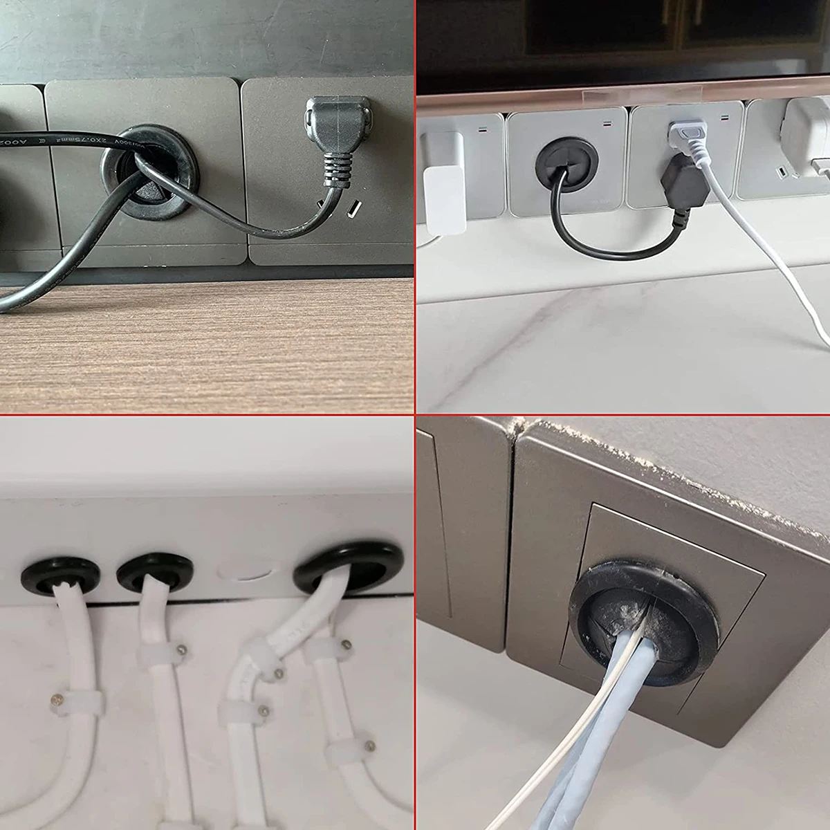 Flexible Rubber Grommet for Cable Hole Cover Cable Organizer Cable Pass Through Round Gasket cable hole cover cable organizer desk cord grommet