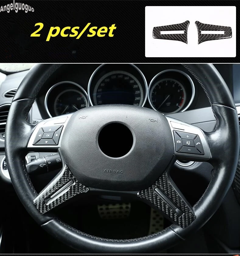 Silver YIWANG Carbon Fiber Style ABS Chrome Car Steering Wheel Decoration Cover for Mercedes Benz C Class W204 2011-2013,E Class 212 2014 2015,GL X166 2013-2016,ML 2012-2016 Auto Accessories 