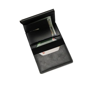 Women smart wallet Credit Bank card holder fashion purse Aluminum alloy Business Casual Mini wallet Brand PU Purse 3