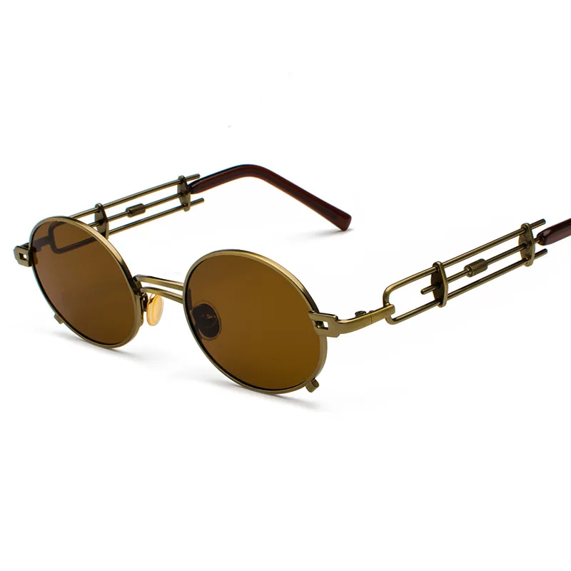 Elbru Ретро стимпанк Стиль Солнцезащитные очки мужские круглые винтажные металлическая рамка золотые черные солнцезащитные очки для женщин красные розовые мужские женские