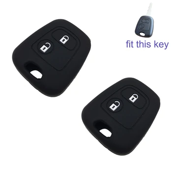 

2pcs 2 Button Silicone Car Remote Key Fob Silica Gel Holder Case Cover for PEUGEOT Series Black