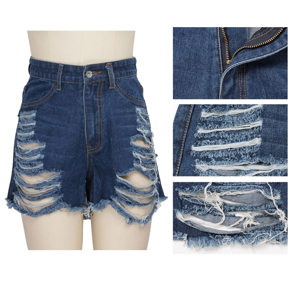 high waisted cut up shorts