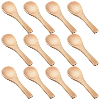 

30 Pieces Small Wooden Spoons Mini Nature Wooden Spoons Mini Tasting Spoons Condiments Salt Spoons for Kitchen Cooking Seasoning