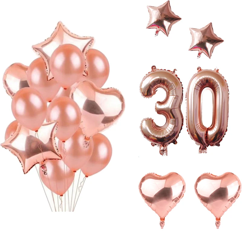 

Happy Birthday Party Number Rose Golden Balloons Star Love Heart Shape Ballon Sets Wedding Celebration Decor For Party Supplies