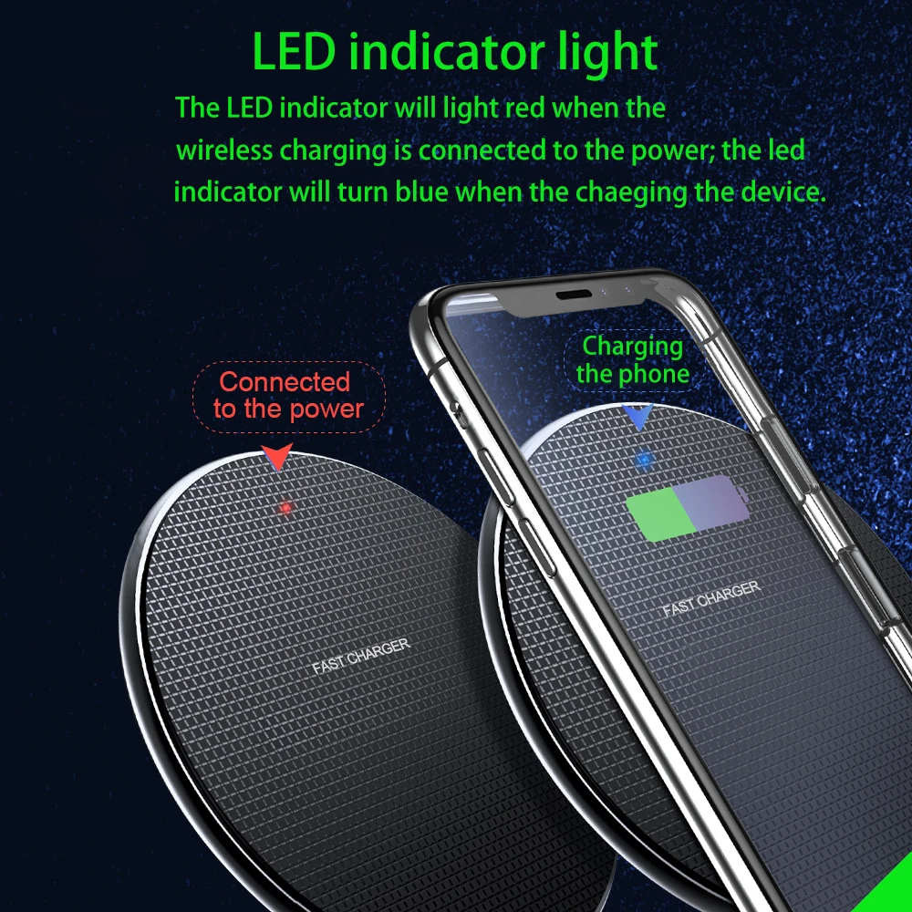10W Fast Wireless Charger For Samsung Galaxy S10 S9/S9+ S8 Note 9 USB Charging Pad for iPhone 11 Pro XS Max XR X 8 Plus
