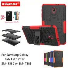 For Samsung galaxy Tab A 8.0 2017 case for SM- T380 T385 Tablet Armor case Silicone TPU+PC Shockproof Stand Cover capa +Film+Pen