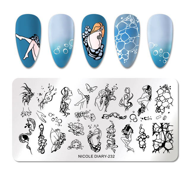 DIARY Line Flower Nail Stamping Plates Chinese Style Letter Pattern Nail Art Stamp Templates Face Leaf Printing Stencil