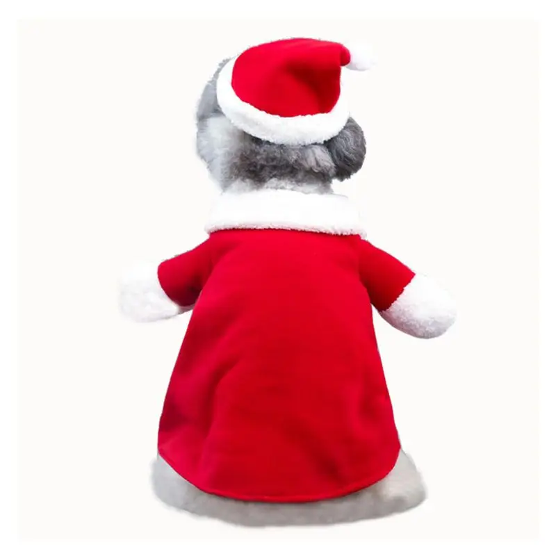 Новогодний для домашних собак костюмы платье супер милый Санта Клаус Одежда для Хэллоуина