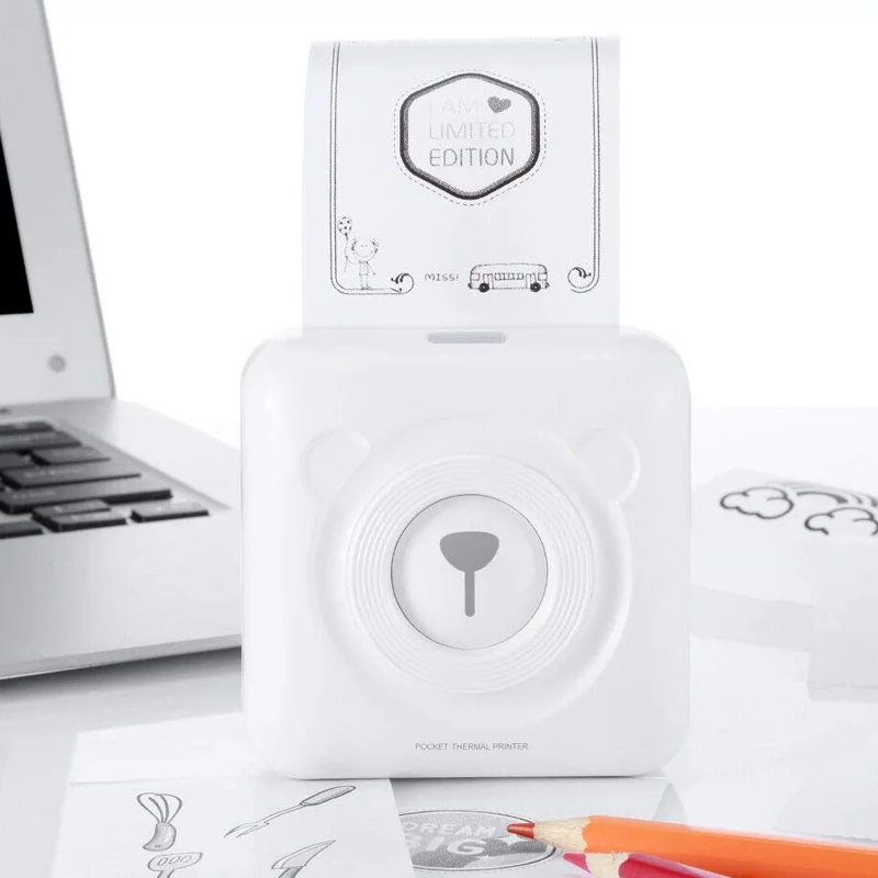 Портативный фотопринтер мини термоэтикетка чековый Bluetooth для мобильного телефона LHB99