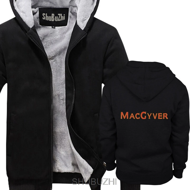 MacGyver классический ТВ шоу толстые толстовки зимние мужские хлопковые худи новые модные брендовые черные куртки для мужчин sbz4462 - Цвет: thick black