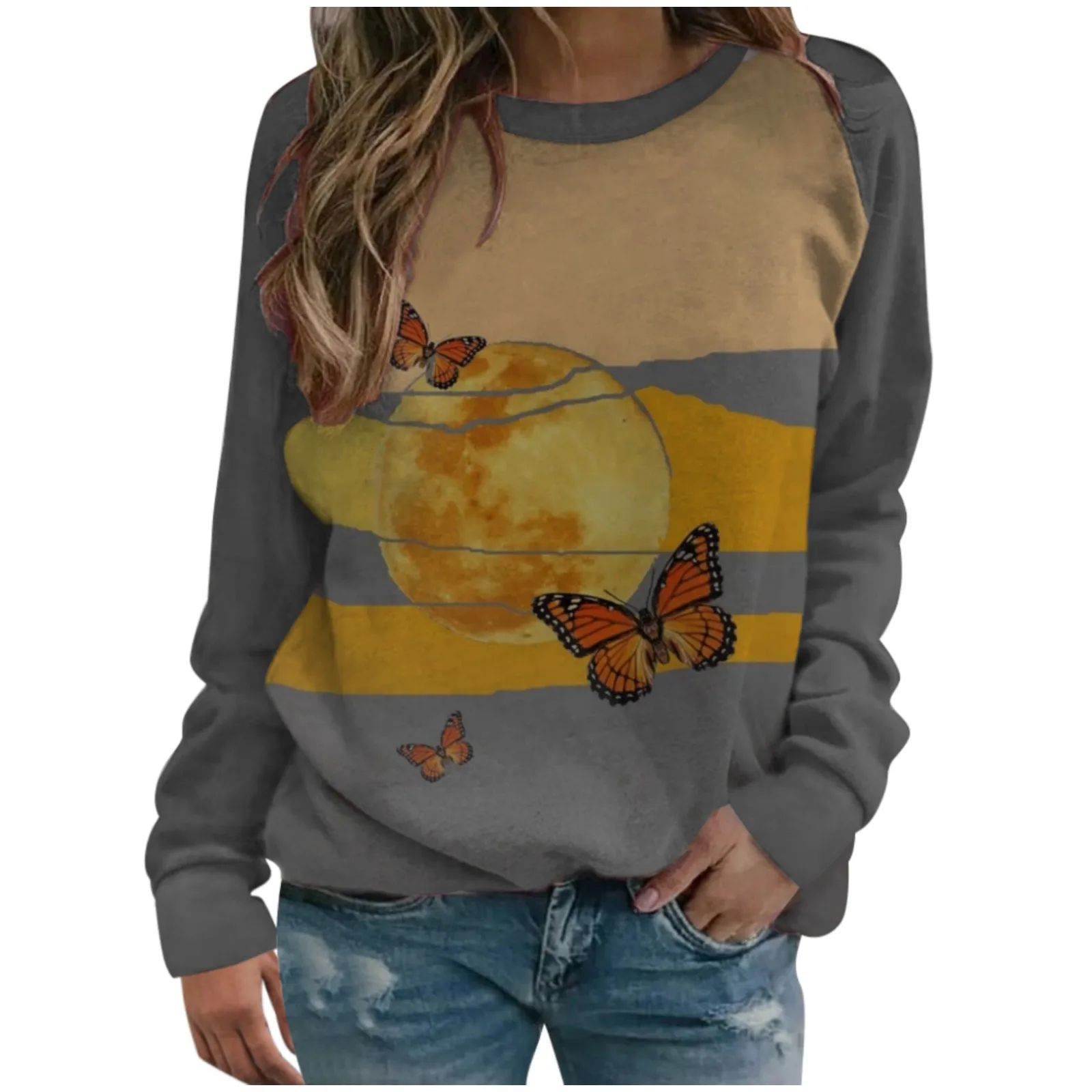 Fashion Blouse 2021 Womens Cat  Butterfly Long-Sleeved Sweatshirt Blouse  Casual Pullover Tops S-4XL blouses blusas mujer 2