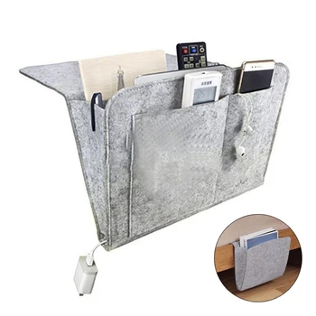 

Storage Pockets Bags Felt Bedside Hanging Storage Organizer Holder with 2 Inner Pockets for Bed Table Sofa Storage Bags