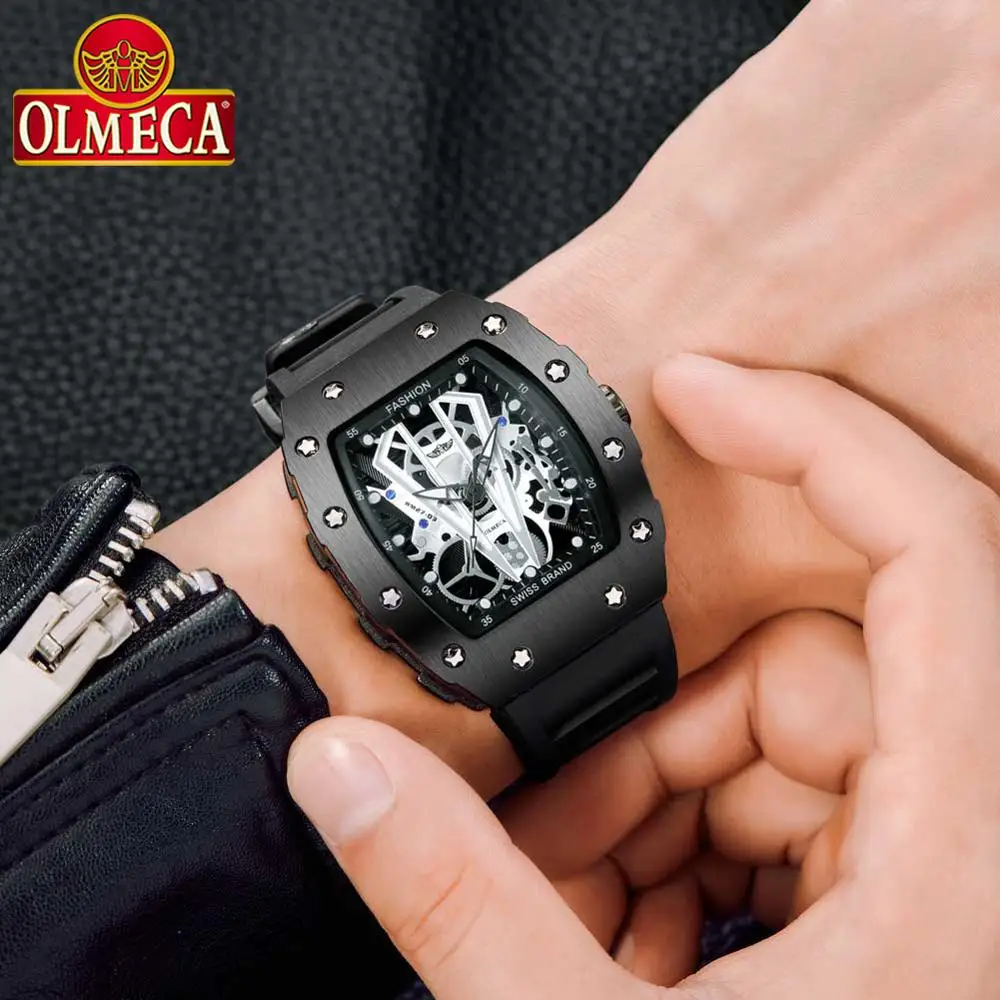 Günstig OLMECA männer Luxus Berühmte Top Marke Militärischen Armee Mode Sport Automatische Mechanische Zifferblatt Stil Wasserdichte Leucht Chronograph