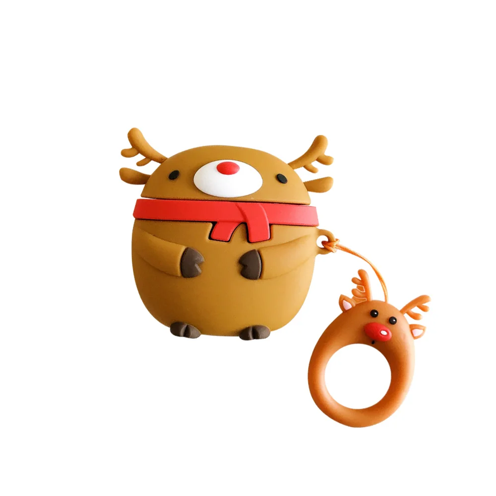 Santa deer Милый чехол FONKEN для Airpods 1 2, защитный силиконовый чехол с изображением рождественской елки Санты для Apple Air Pods, зарядная коробка - Цвет: Santa deer