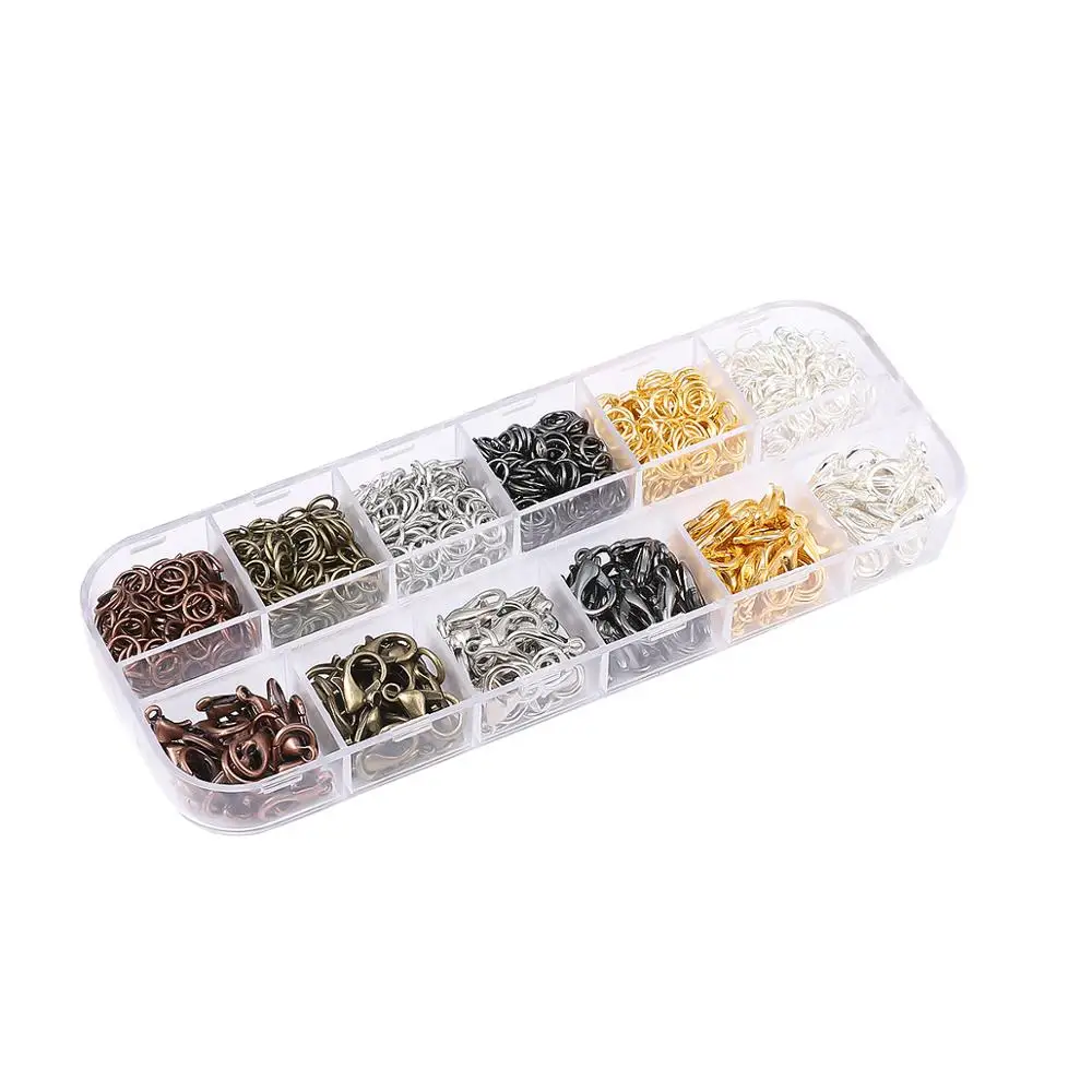 

Alloy Lobster Clasp/Open Jump Ring Materials Metal Accessories 1Set Box Jewelry Findings Tool Set for DIY Jewelry Making Supplie