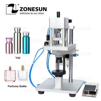 

ZONESUN Pneumatic Perfume Oral Liquid Penicillin Injectable Bottle Capper Aluminum Plastic Glass Vial Crimper Capping Machine