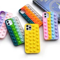 Pop fidget brinquedo empurrar bolha arco-íris silicone caso de telefone para o iphone xs 11 12 13 pro max para o iphone xr x 7 8 mais macio telefone capa