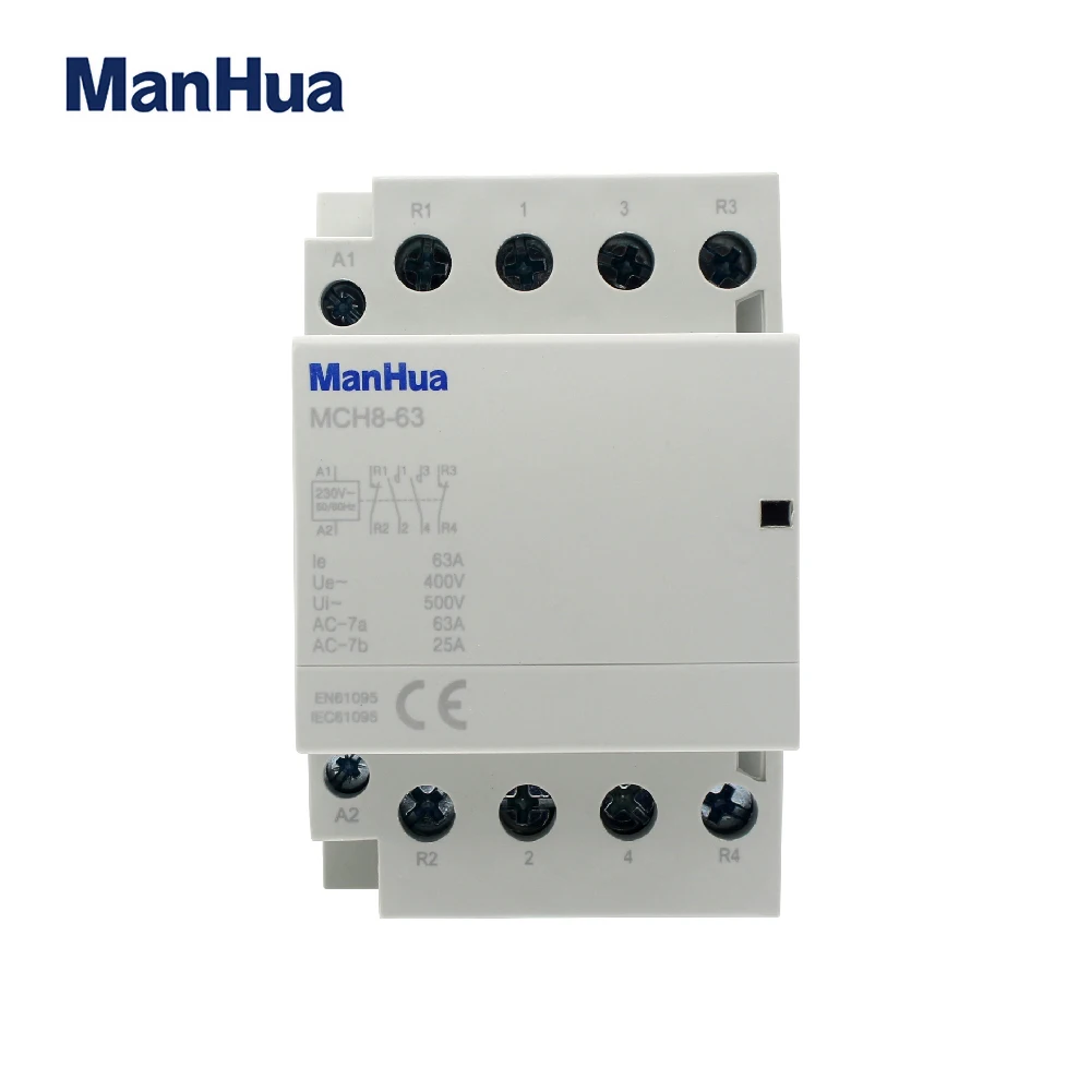 ManHua MCH8-63 4P 63a 220V 50/60HZ Din Rail бытовой модульный контактор переменного тока |