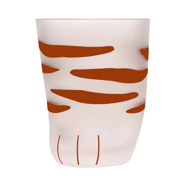 Творческий милый кот лапы тигровые лапы стеклянная кружка чашка прозрачный кофе чай сок напитки для десерта, завтрака молока особенный подарок - Цвет: Brown