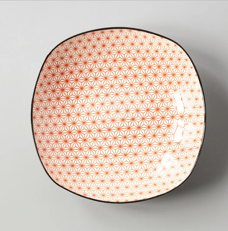 Japanese 8-inch Square Ceramic Dish Glaze Color Simple Household Serving Dish Salad Plate Dinner Plates For Kitchen Utensils - Цвет: 17