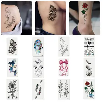 

Fashion Unisex Flower Fox Feather Dreamcatcher Body Arm Temporary Tattoo Sticker Beautiful body-art stickers for girls teenagers