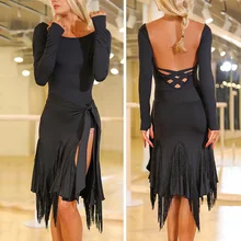 Сексуальное платье для латинских танцев, женское бальное платье с бахромой, одежда для занятий Танго, сальсой, румбой, ча-ча, танцевальные костюмы, наряд для выступлений DC2788