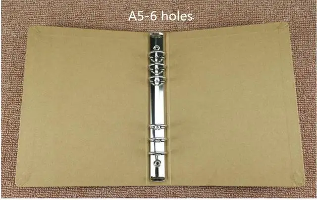 6 hole A5 Подарочная Ретро/крафт-бумага(без листов) 4 офисная крафт-папка с нескользящим чехлом коробка школьная креативная Милая папка А6 А5 В5 А4 - Цвет: 6 hole A5