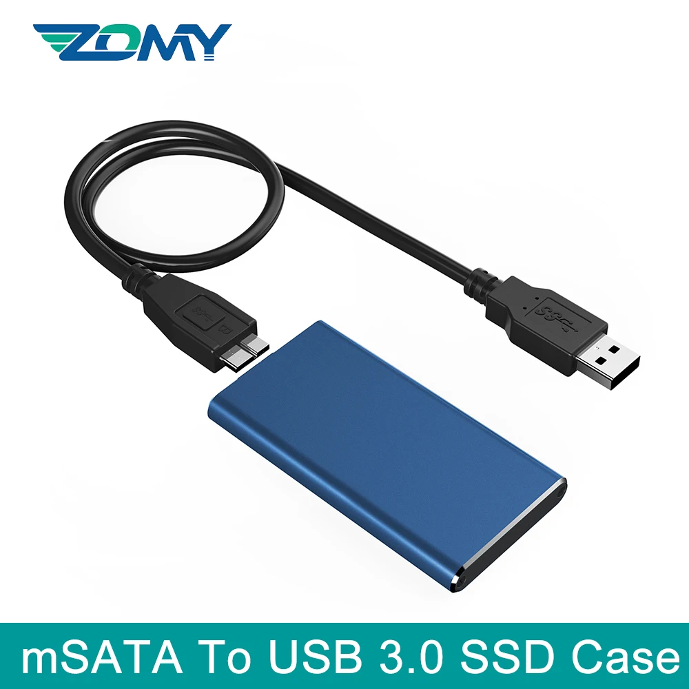 

ZOMY mSATA To USB3.0 Solid State Drives External SSD Case Portable Enclosure Micro Interface ForLaptop Black Blue Shell for 2280