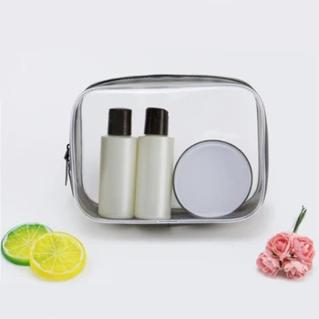 

Clear PVC Cosmetics Bag Zippered Toiletry Carry Pouch Portable Makeup Bag Bathroom Waterproof Organizer