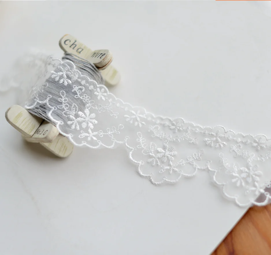 2 Meters Width 4.5cm Lace Applique Trim Ribbon Net Yarn Embroidered DIY Cheongsam Garment Dress Accessories